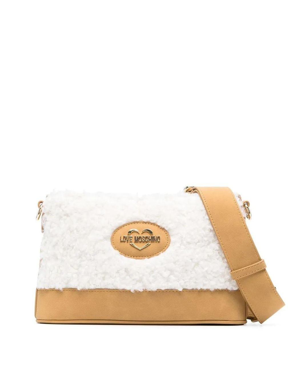 Love Moschino Natural Faux-Shearling Crossbody Bag