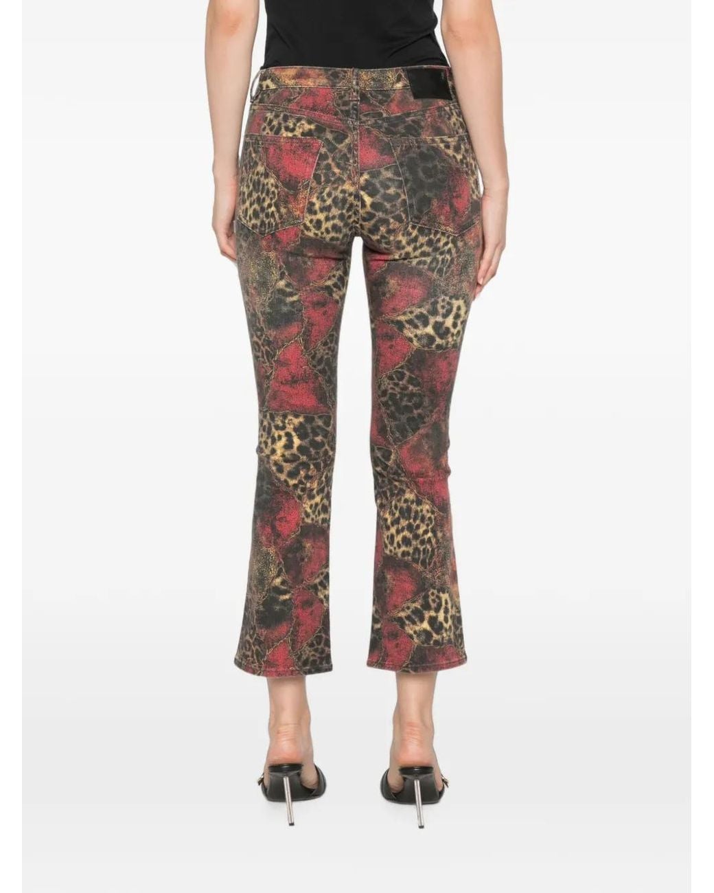 R13 Gray Kick Leopard-Print Jeans
