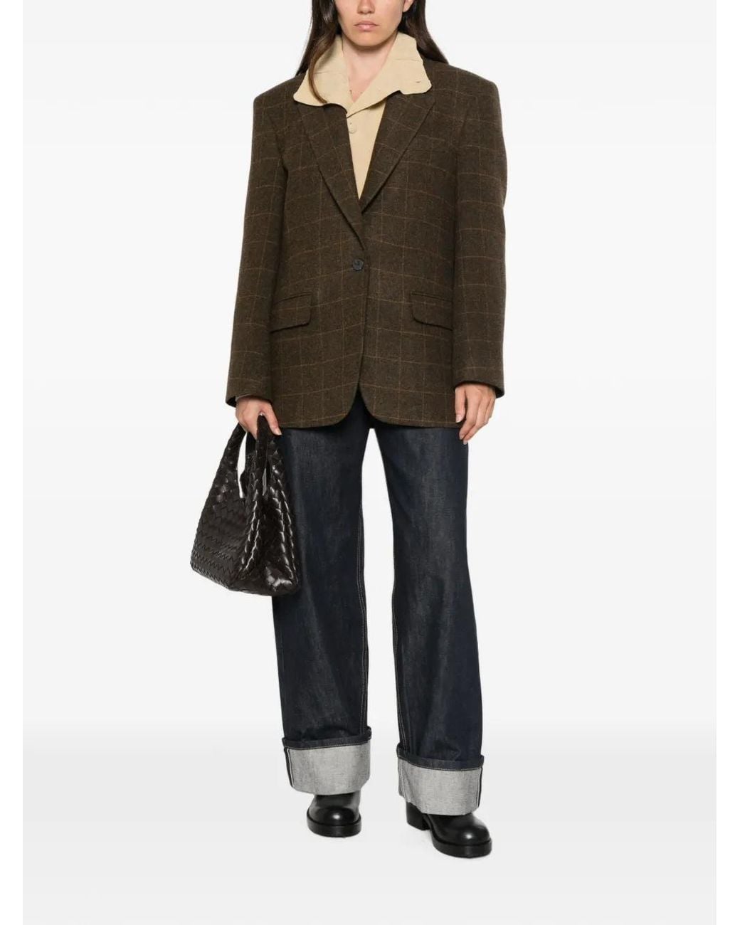 Rohe Brown Oversized Check Blazer