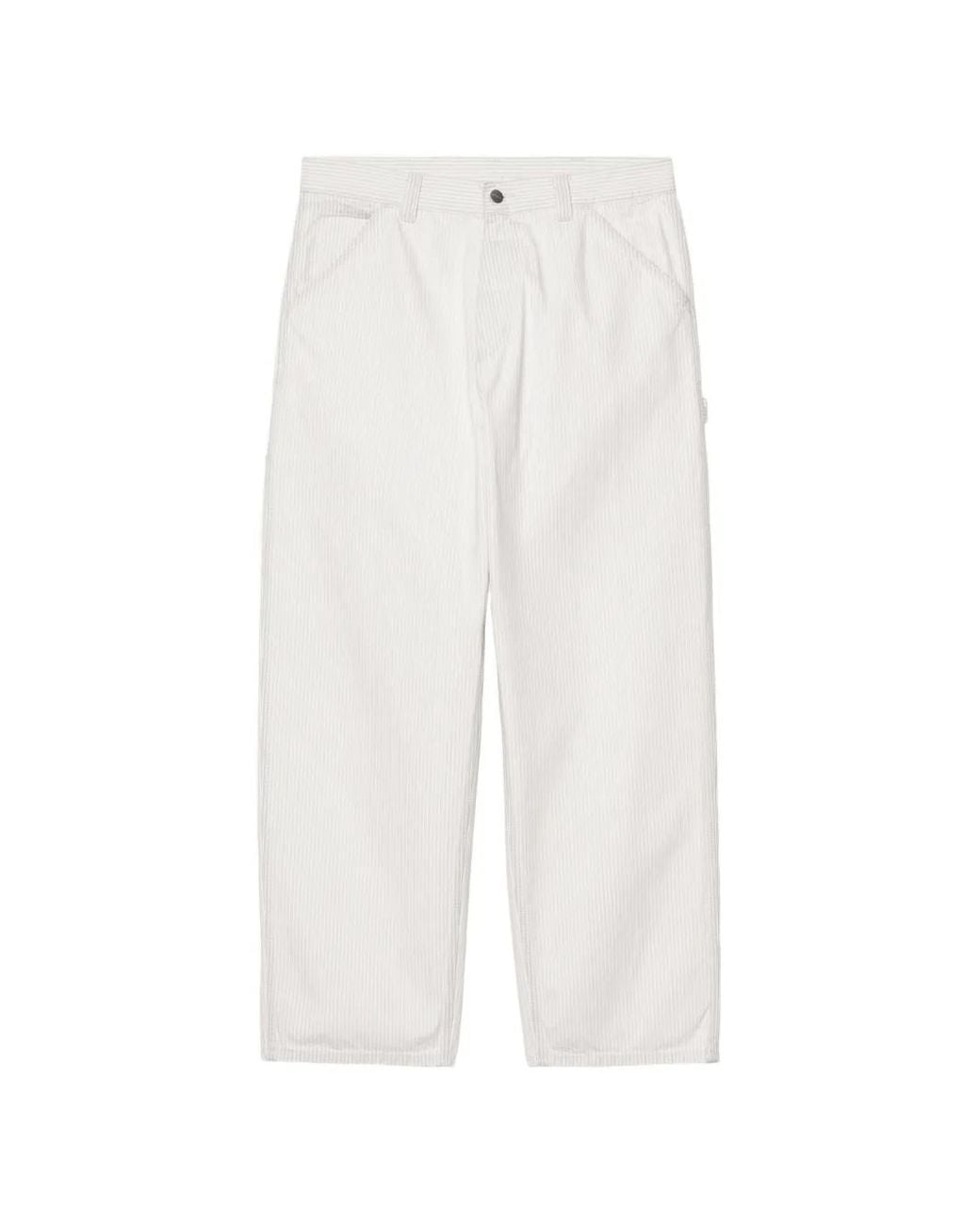 Carhartt White Mercer Stripe Single Knee Trousers for men