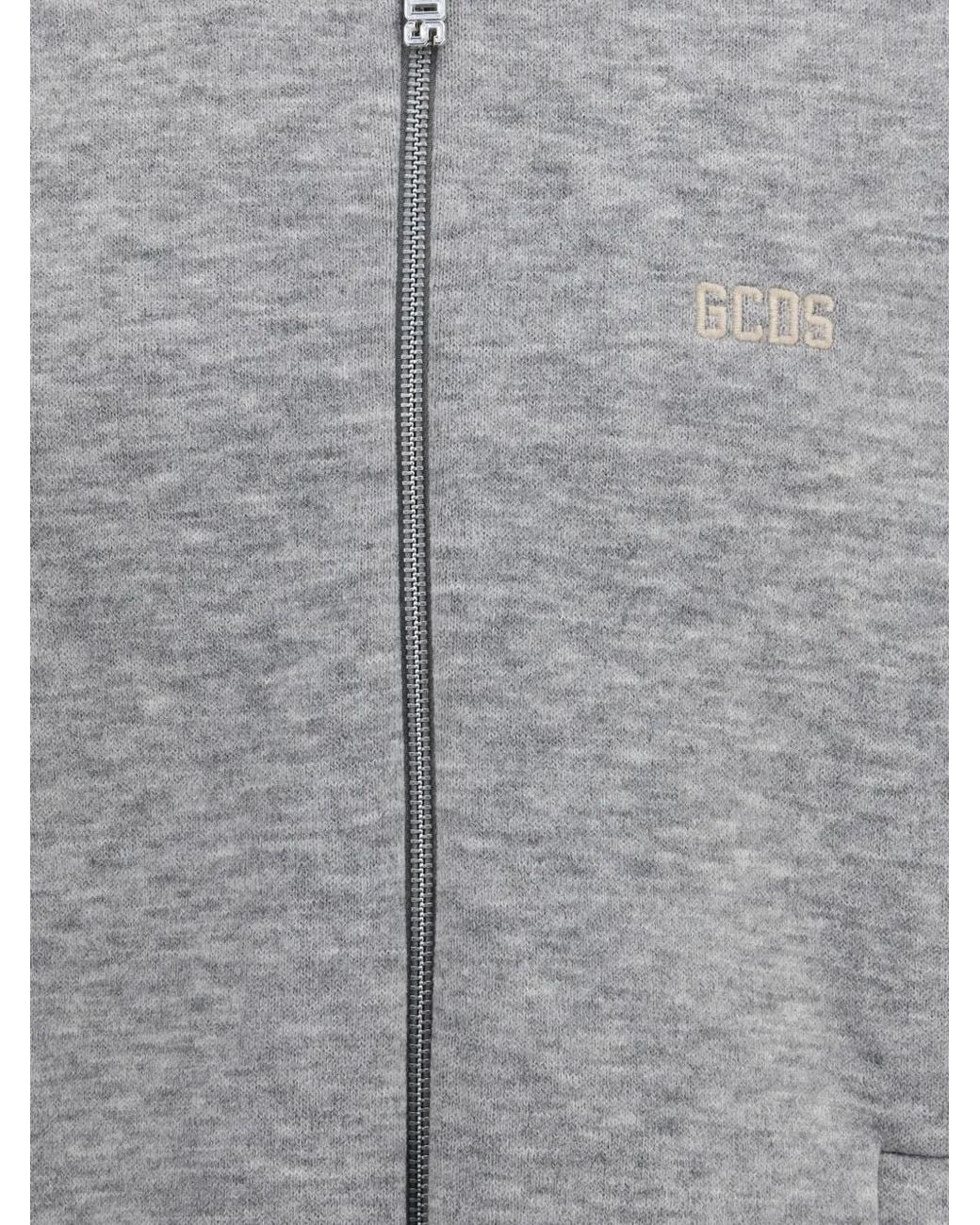 Gcds Gray Logo-Patch Hoodie for men