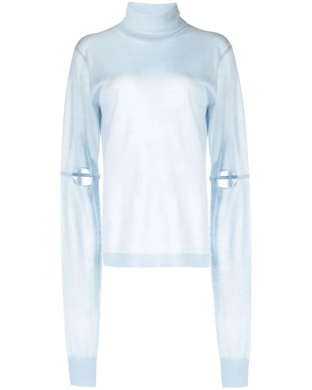 Helmut Lang Blue Cut-Out Detail Cashmere Jumper
