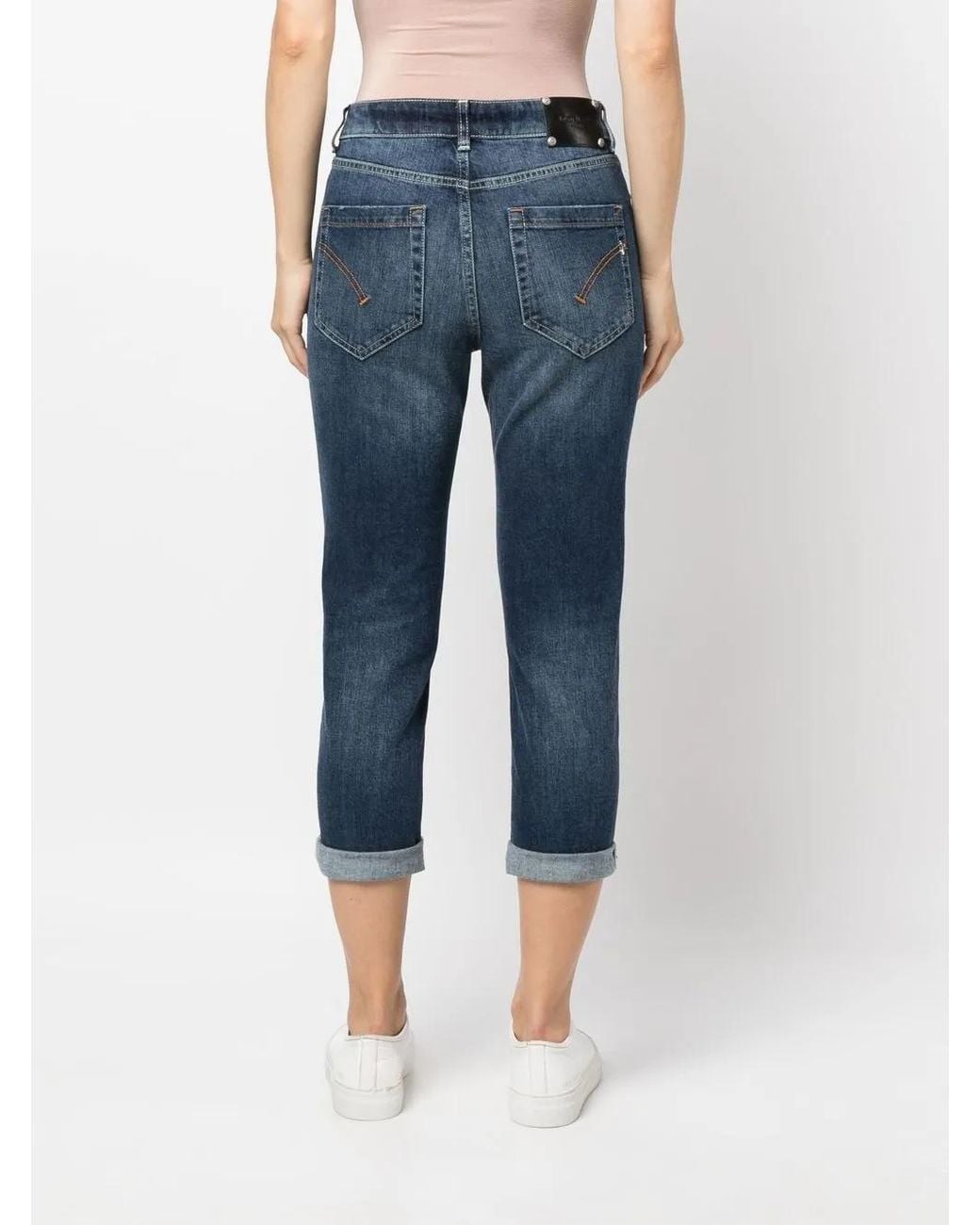 Dondup Blue Bleach-Effect High-Waisted Jeans