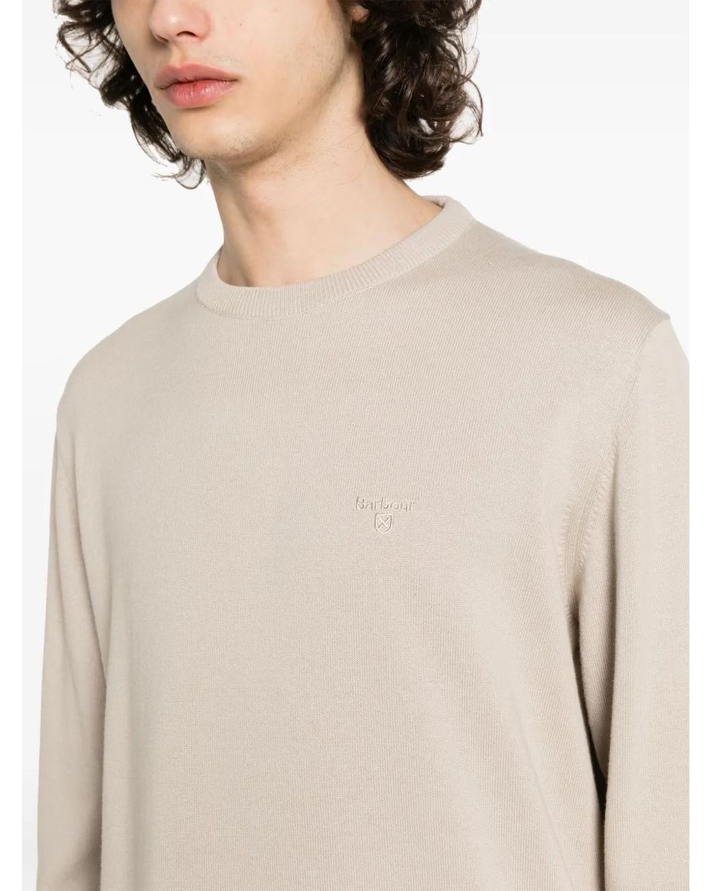 Barbour White Pima Cotton Jumper for men