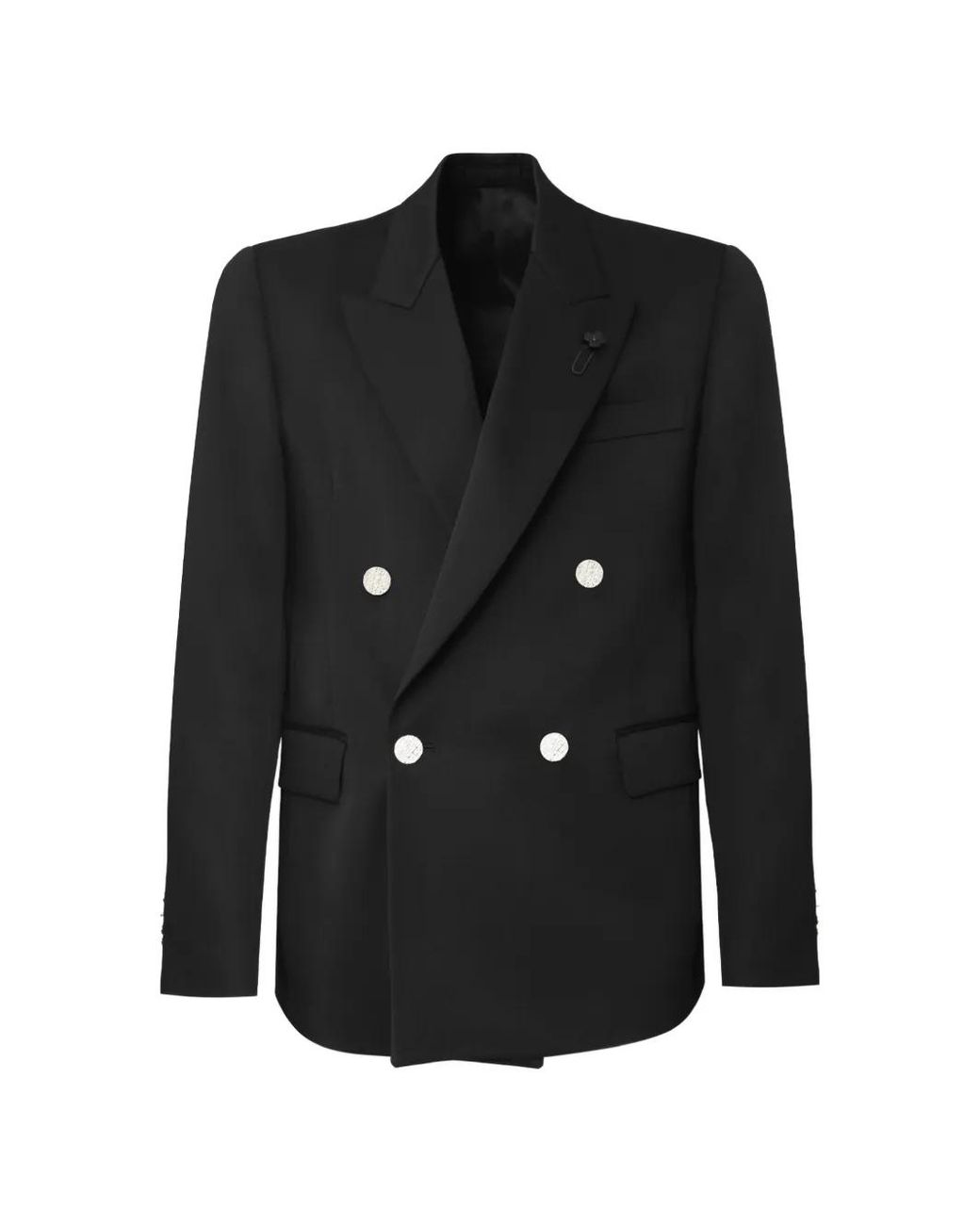 Lardini Black Double-Breasted Peak-Lapel Jacket for men