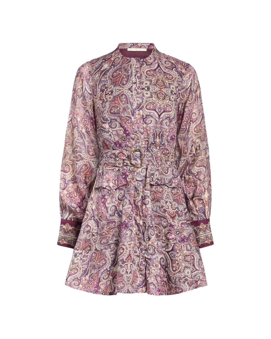Marie Oliver Pink Hughes Paisley-Print Belted Mini Dress