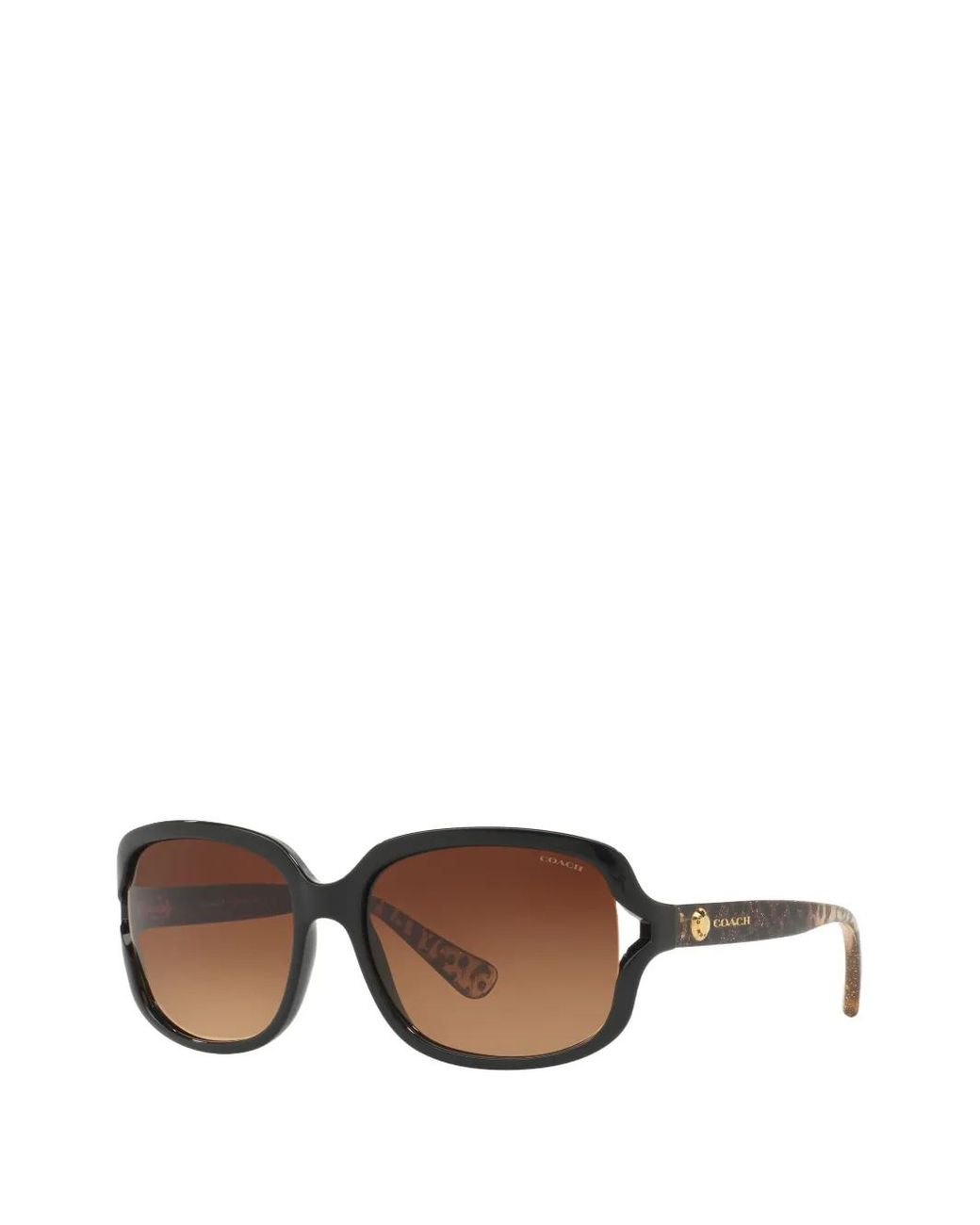COACH Black Square-Frame Leopard-Print Sunglasses