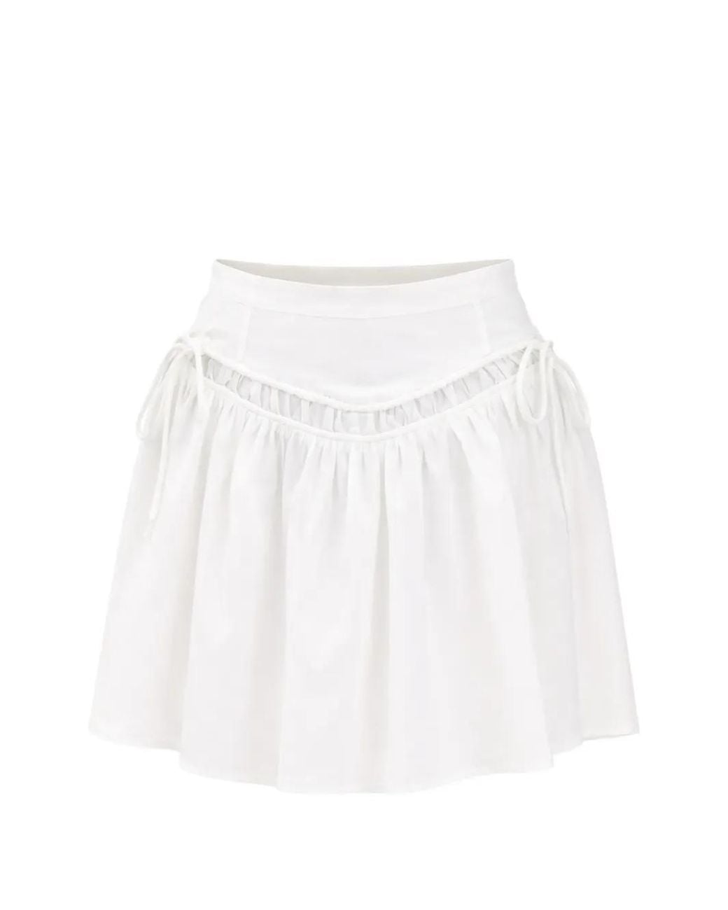 Pinko White Short Skirt With Gathering And Drawstring