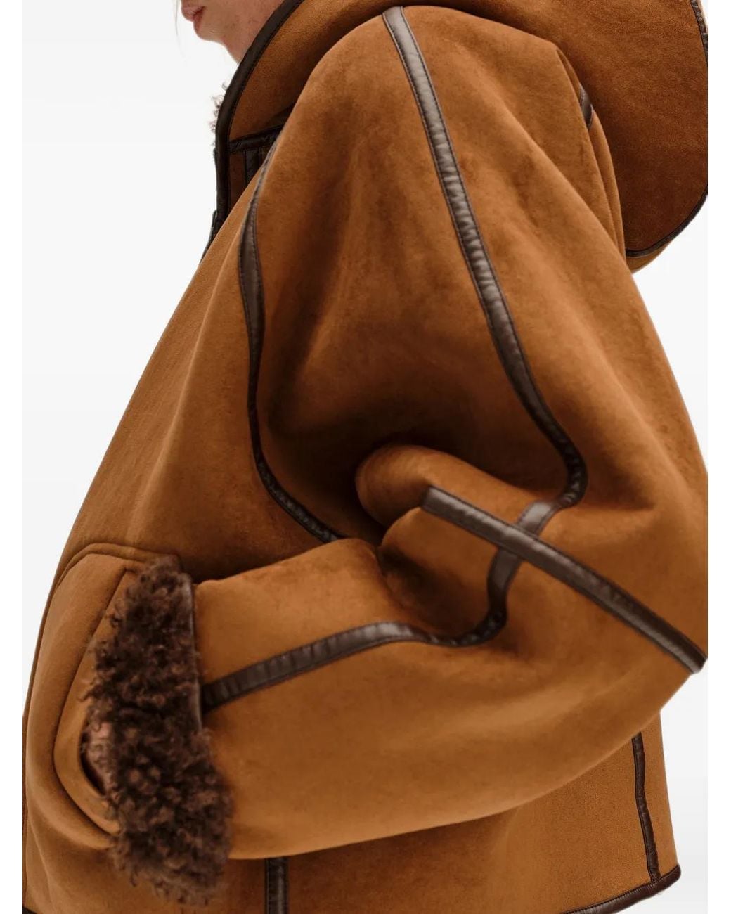Bimba Y Lola Brown Reversible Jacket With Curly Hazelnut Fur