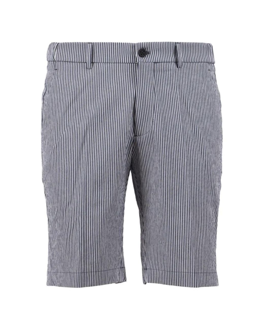 Berwich Gray Striped Straight-Leg Bermuda Shorts for men
