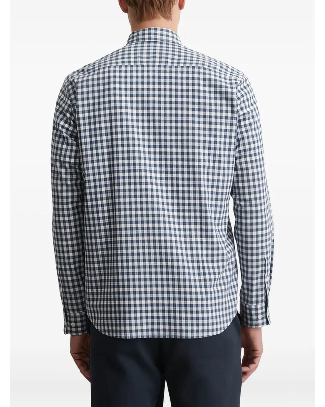 Marc O' Polo Blue Check-Pattern Button-Up Shirt for men