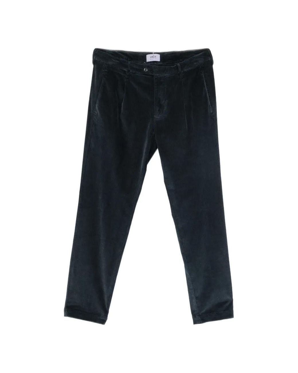 VELA SHOP Black Pleated Corduroy Trousers for men