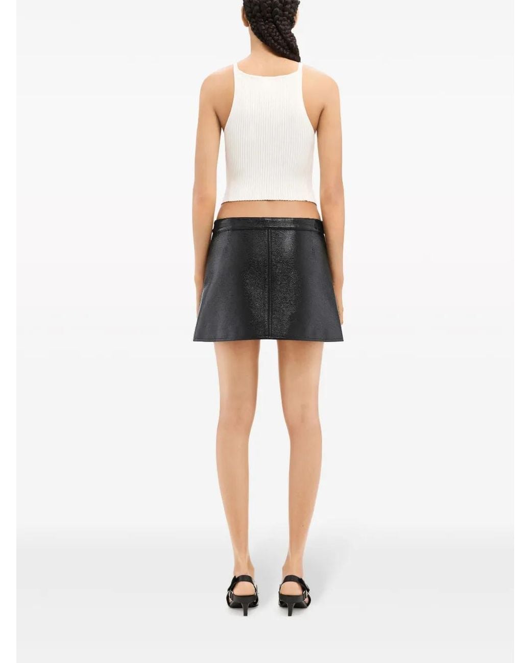 Courreges Black A-Line Coated Miniskirt