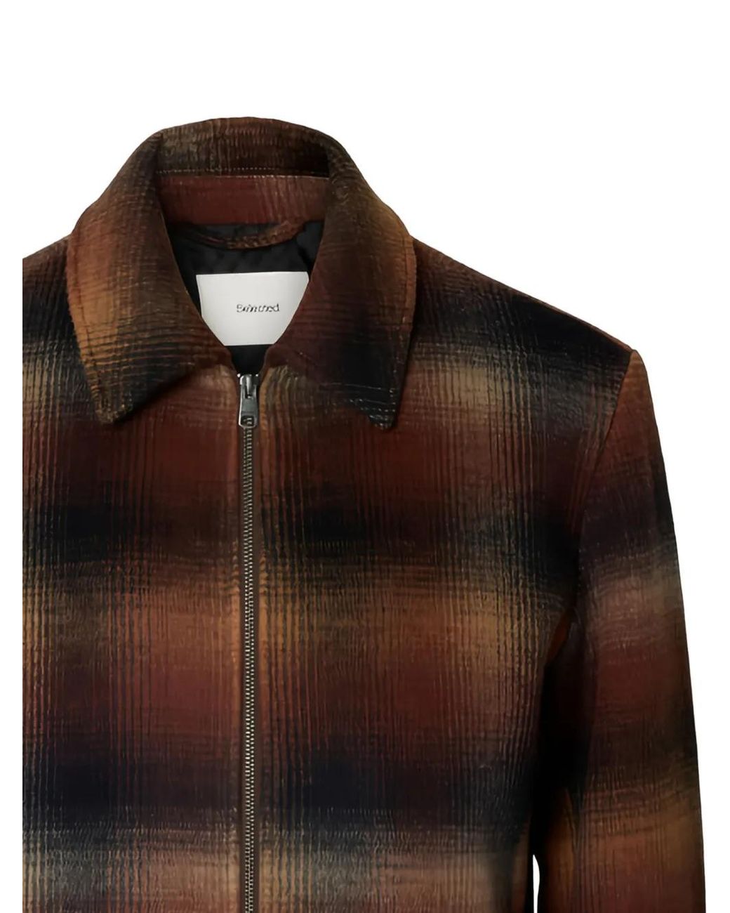 SELECTED Brown Check-Pattern Zip-Up Jacket for men
