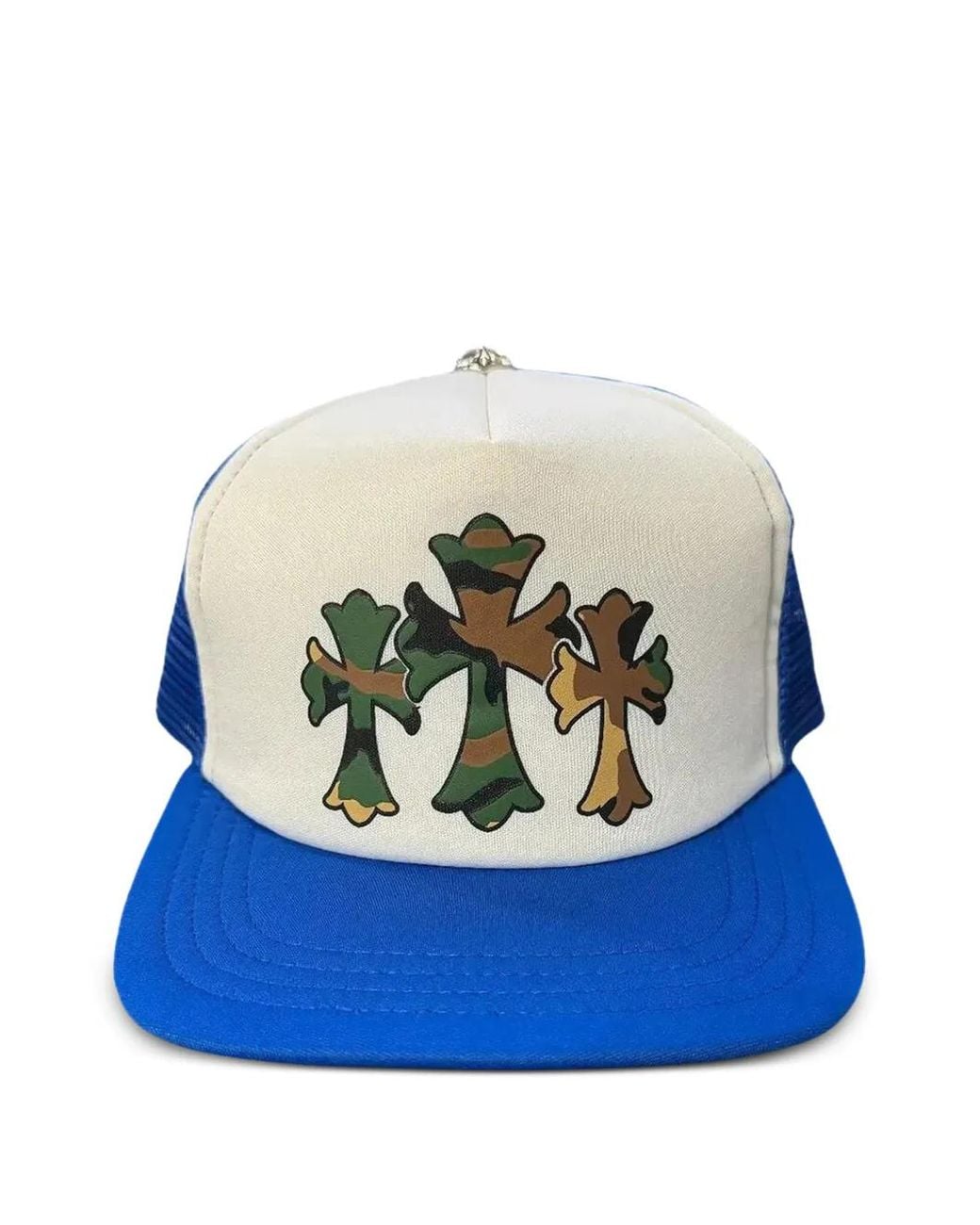 Chrome Hearts Blue Triple Cross Trucker Cap for men