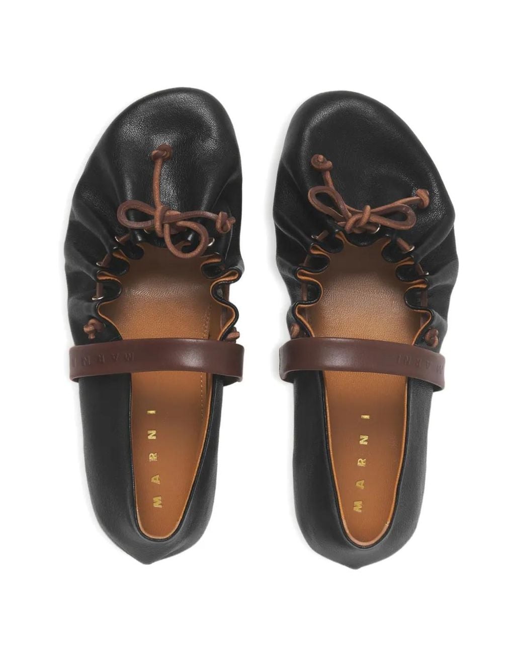Marni Black Leather Mary Jane Soft Ballerinas