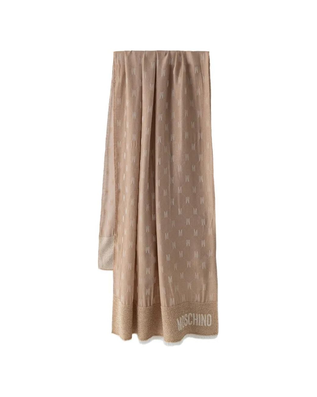 Moschino Natural Logo-Monogram Frayed-Edge Scarf