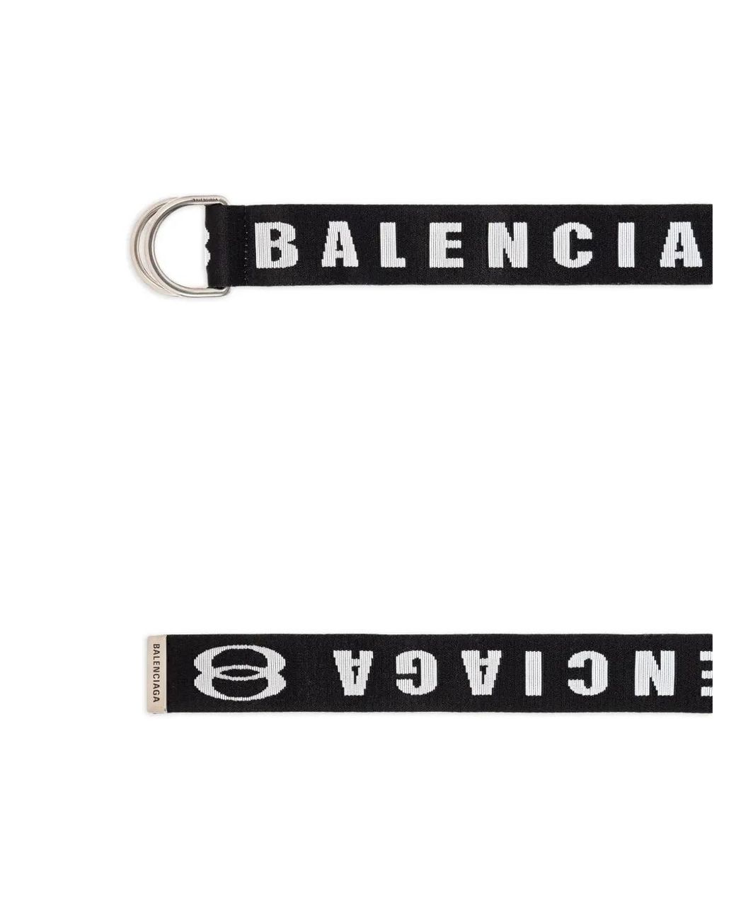 Balenciaga White Logo-Lettering Double-Ring Belt for men