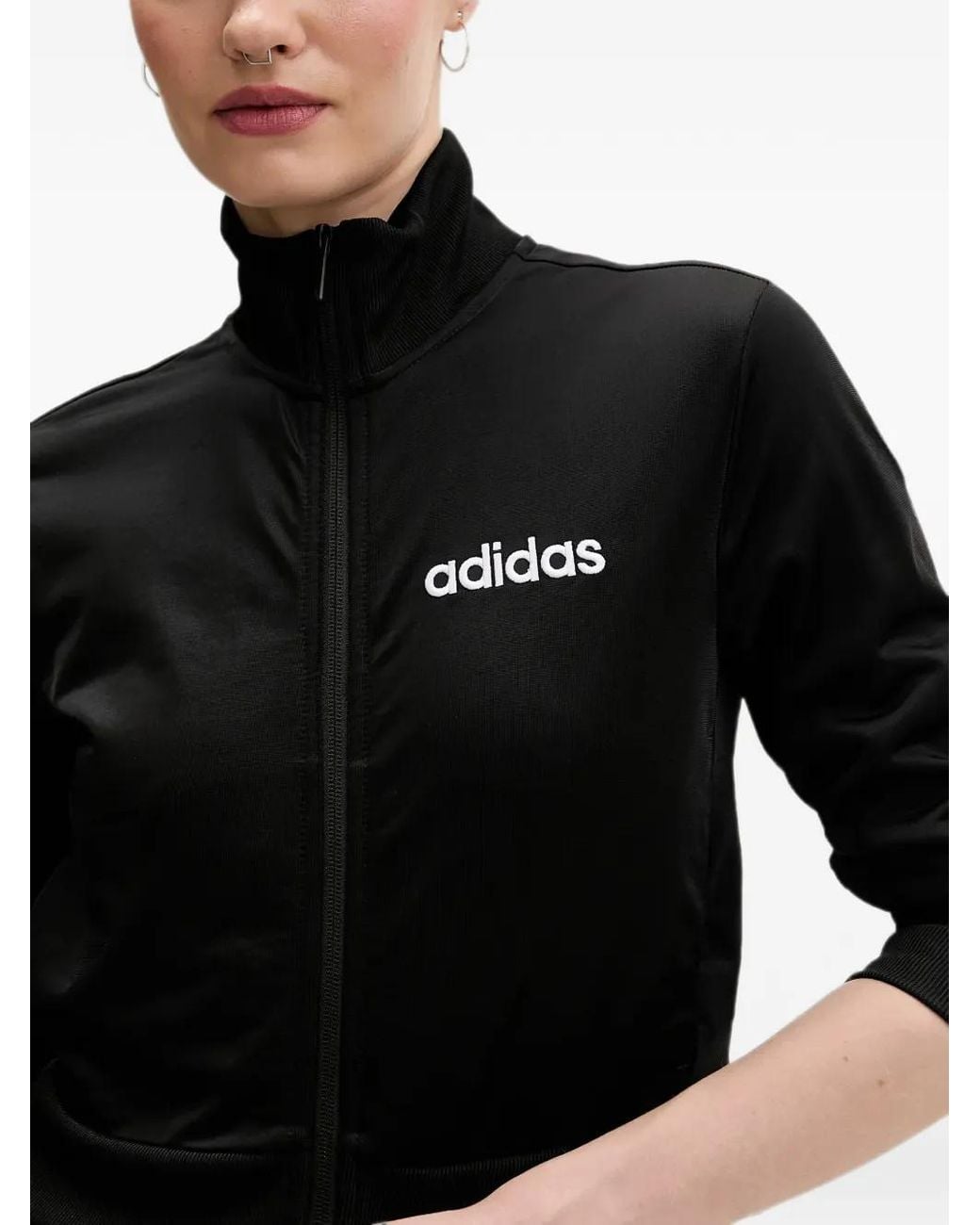 Adidas Black Glam Logo-Embroidered Tracksuit