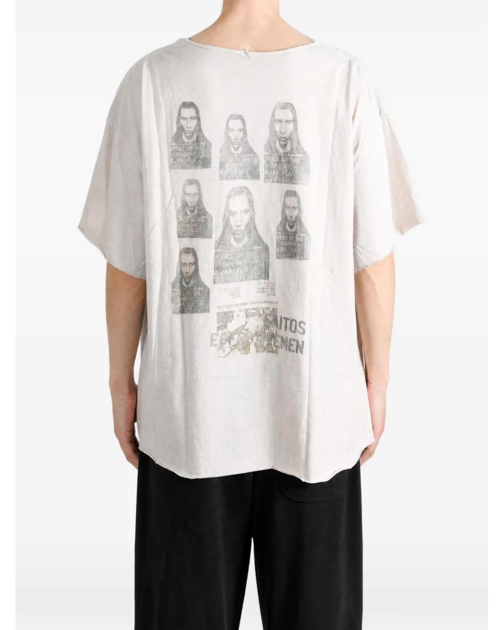 SAITOS White Graphic-Print Raw-Edge T-Shirt for men