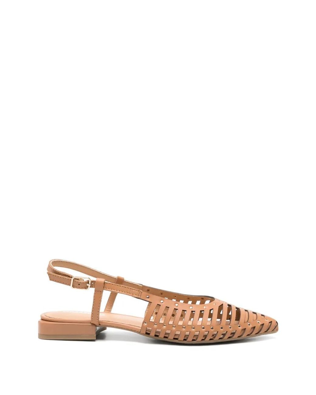 Gioseppo Natural Jericho Cage-Detail Stud-Embellished Pumps