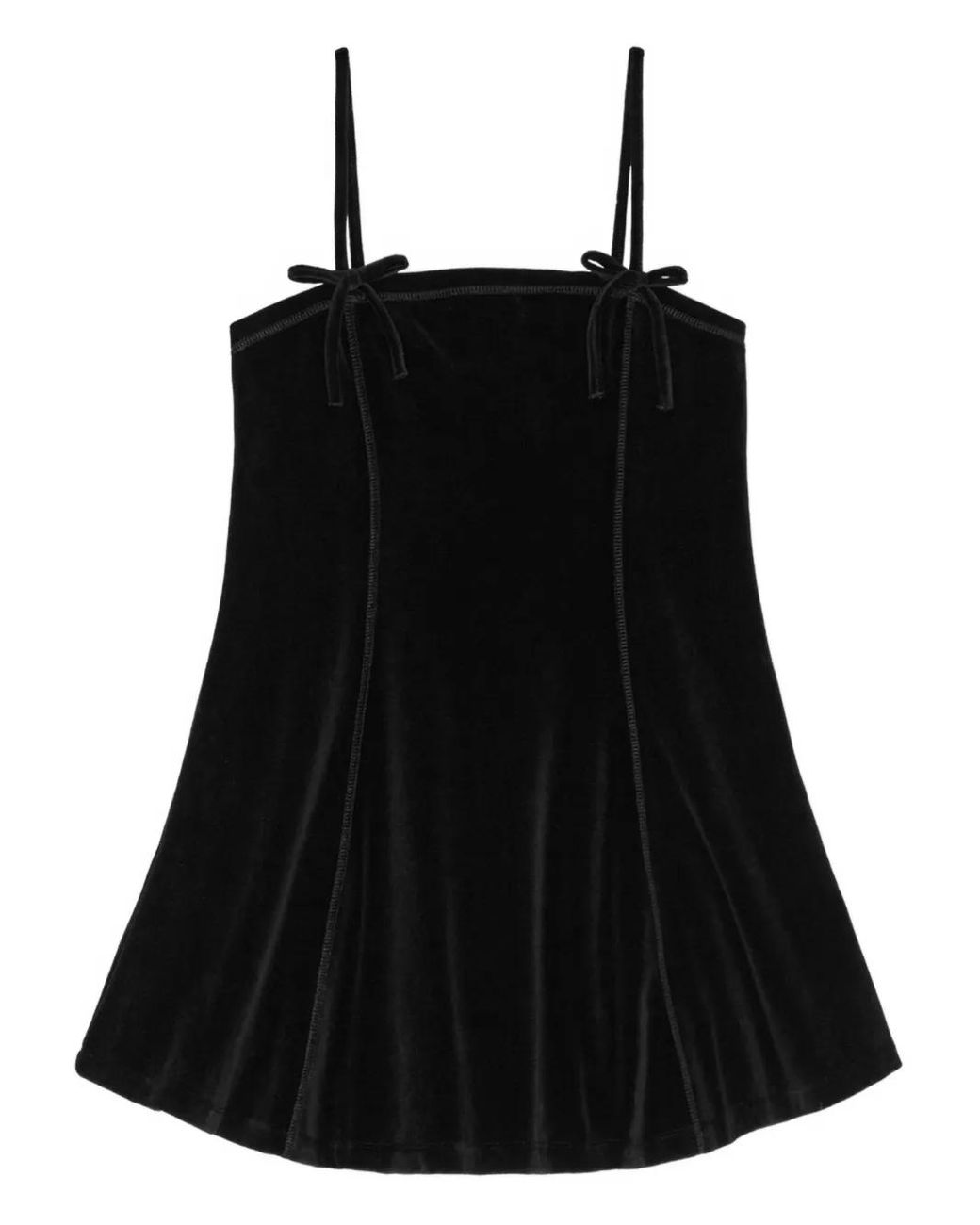 Ganni Black Bow-Detailing Velvet Mini Party Dress