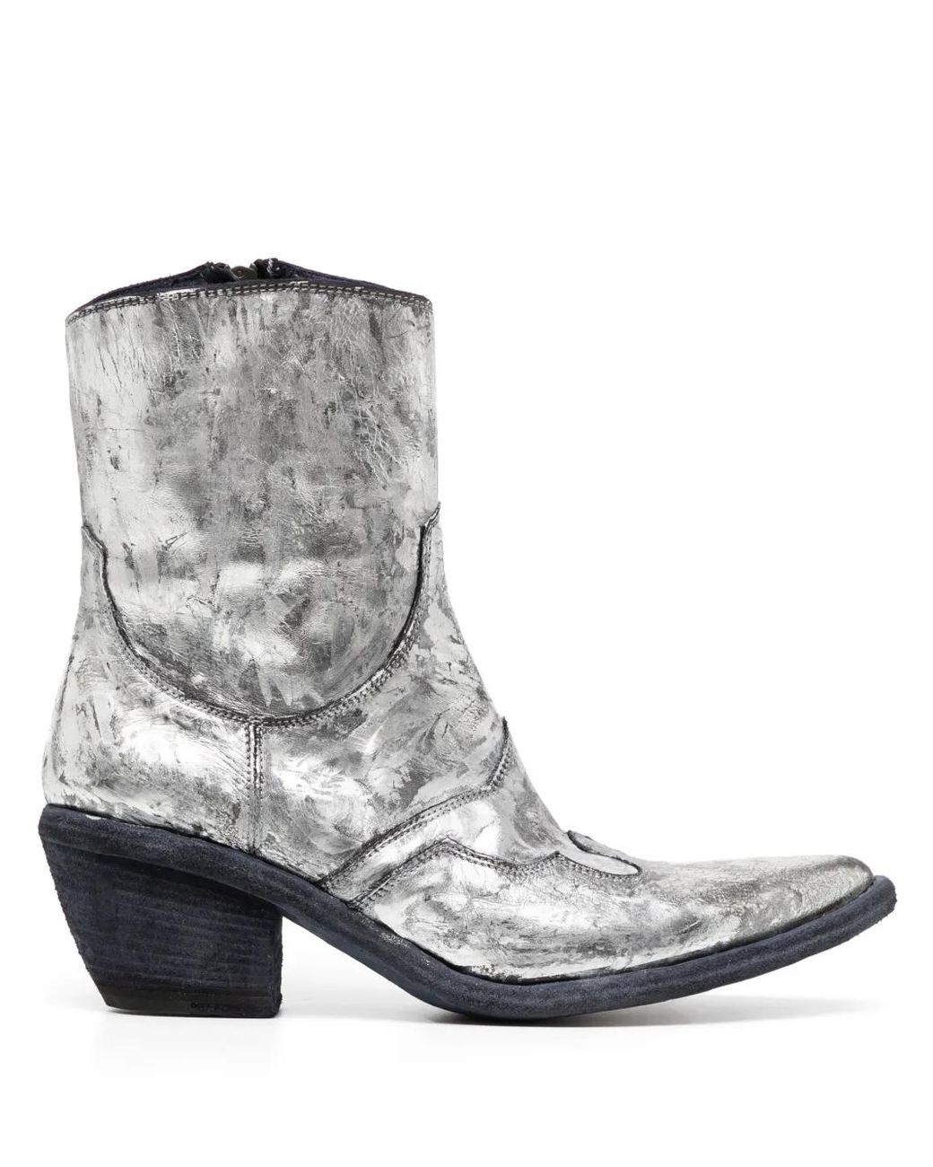 Madison Maison Gray Laminated Leather Ankle Boots