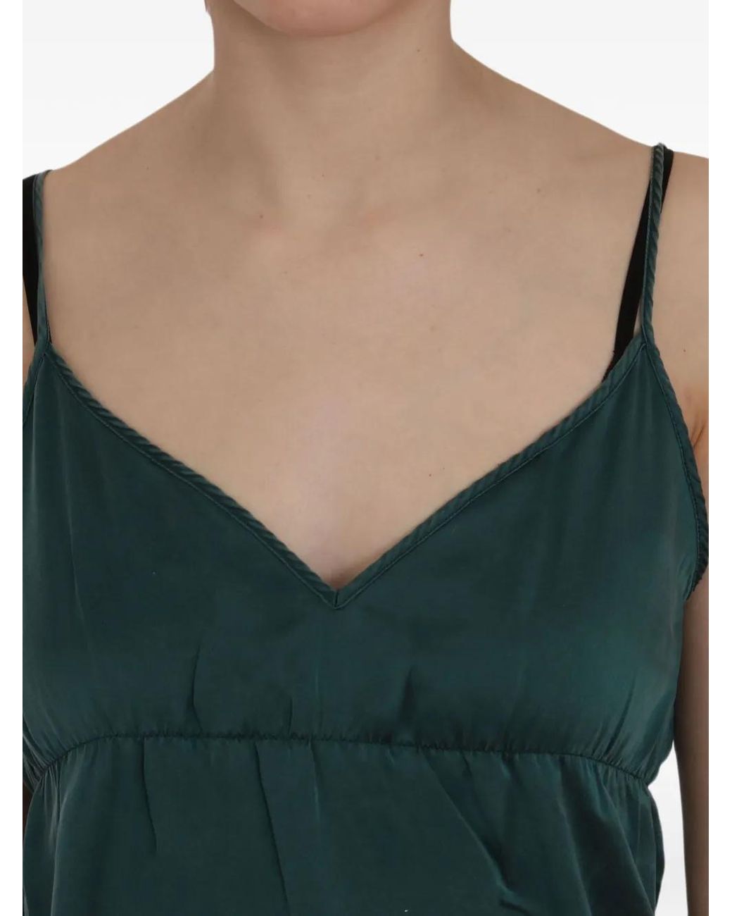 Pink Memories Green Chiffon-Overlay Gathered-Waist Slip Mini Dress