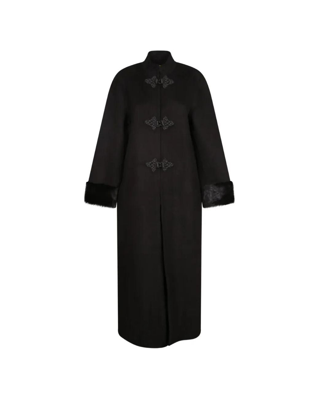 PHILIPPA 1970 Black Harriet Faux-Fur Trim Coat