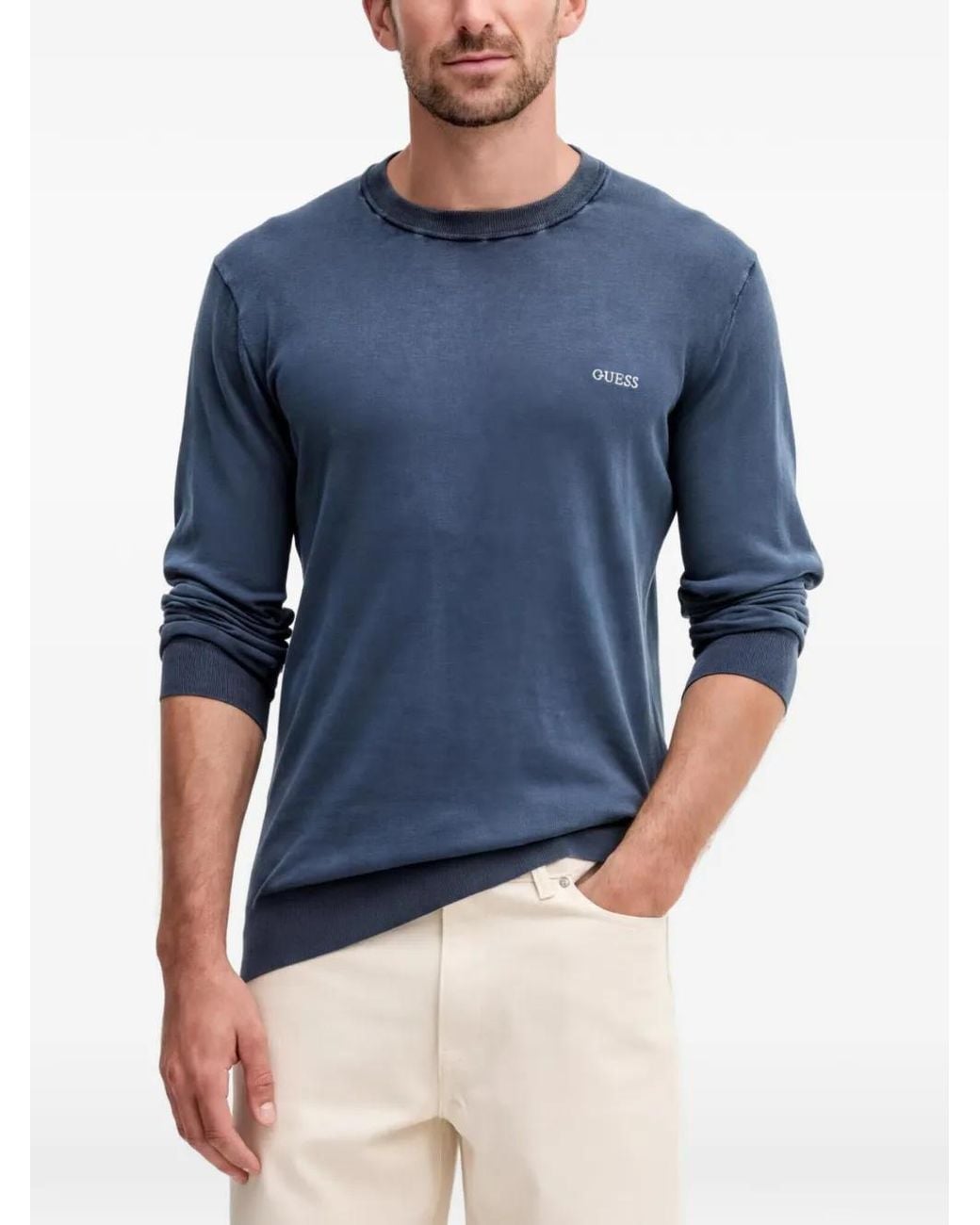 Guess Blue Crew-Neck Sweatshirt for men