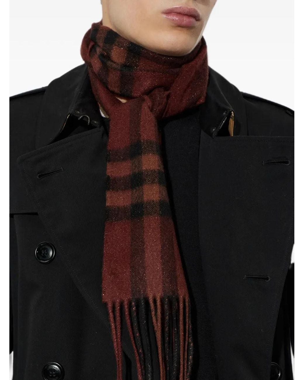 Burberry Brown Check Fringed Scarf
