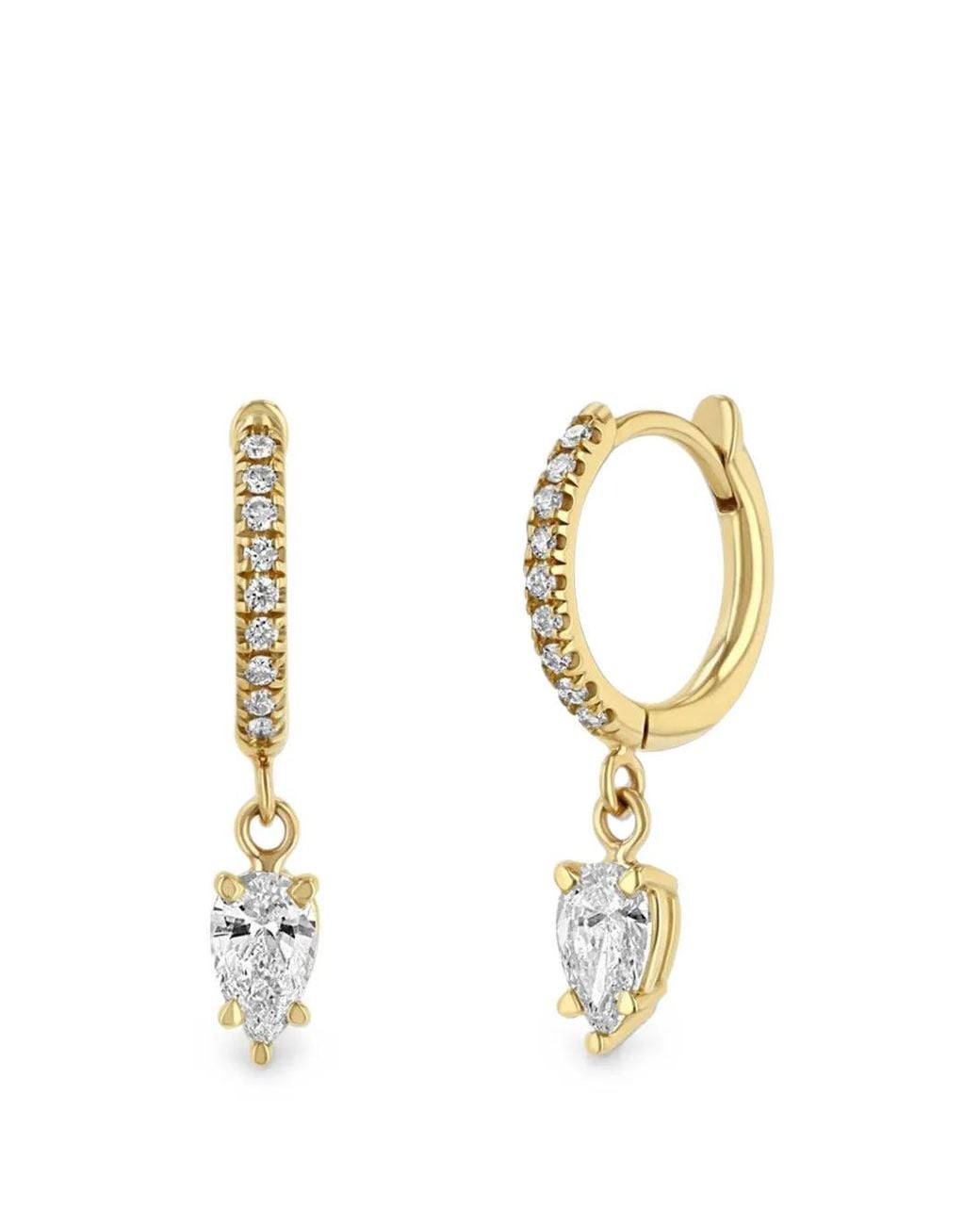Zoe Chicco Metallic Boucles D'Oreilles Pendantes Serties De Diamants
