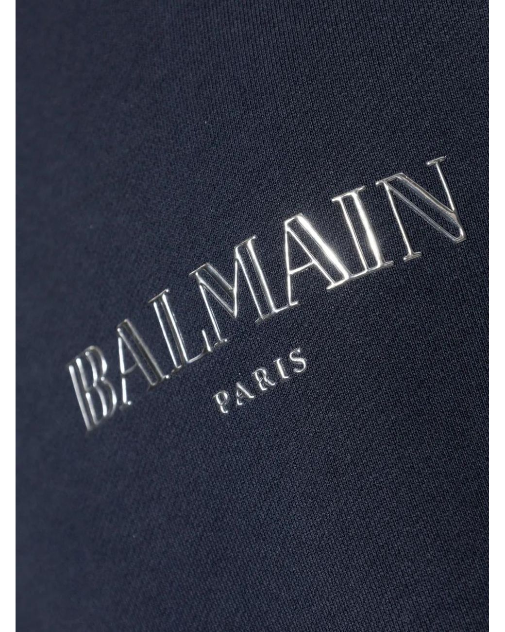 Balmain Blue Logo-Graphic Drawstring Hoodie for men