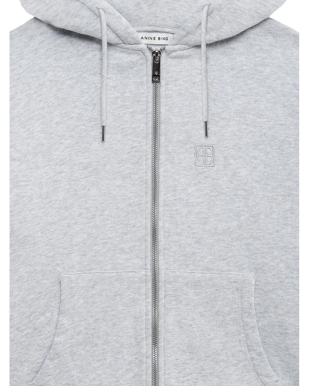 Anine Bing White Casper Zip Up Bing Hoodie