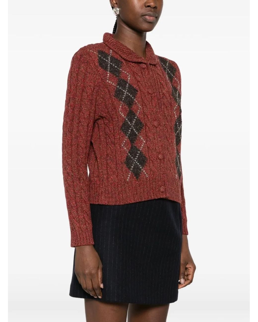 ShuShu/Tong Red Pull À Motif De Losanges En Maille Torsadée