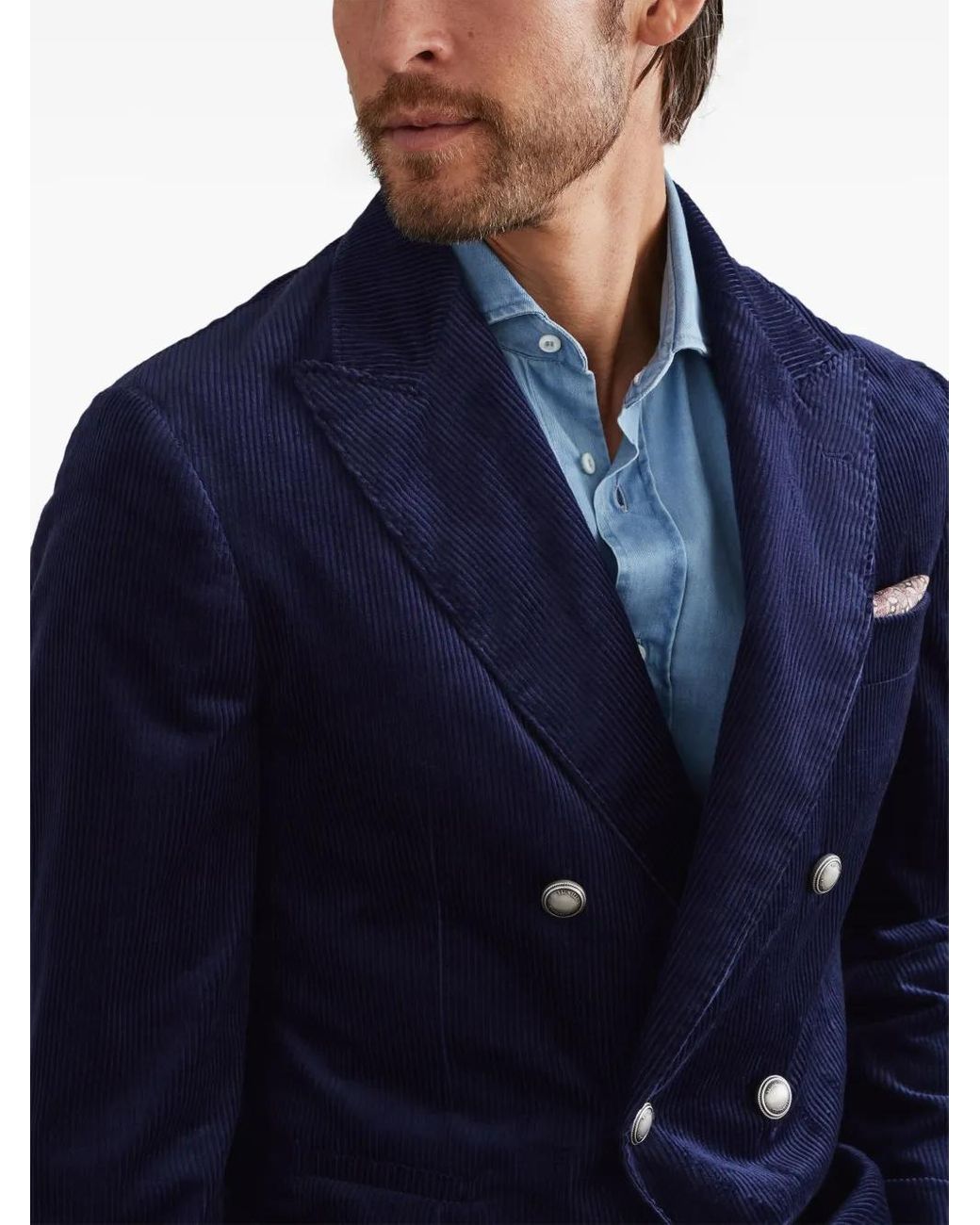 Brunello Cucinelli Blue Sophisticated Deconstructed Jacket For for men