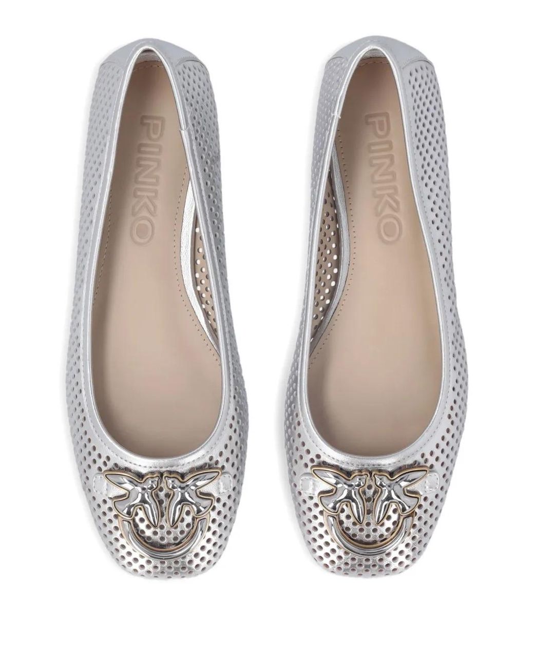 Pinko White Love Bids Perforated Ballet Flats
