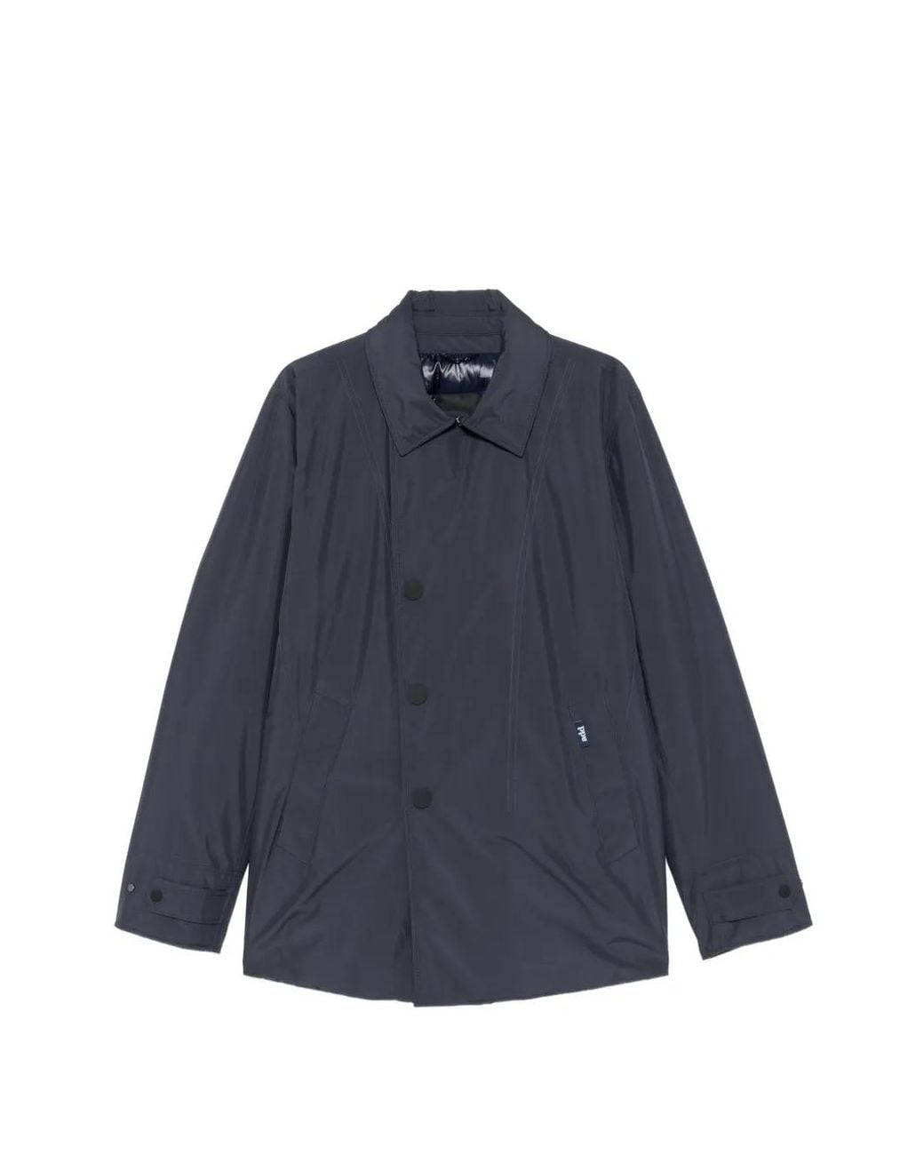 Add Blue Button-Up Logo-Patch Coat for men