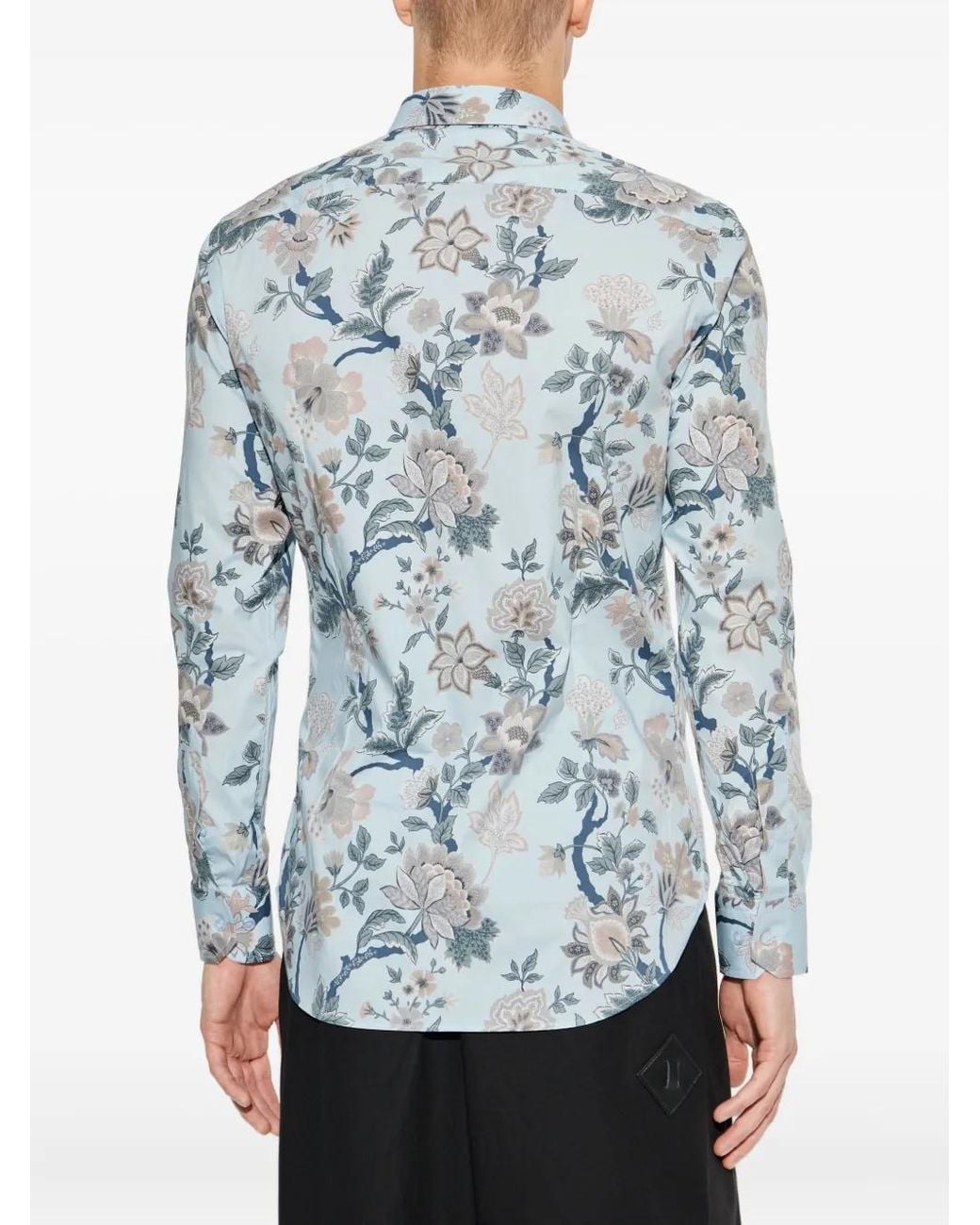 Etro Blue Floral-Print Shirt for men