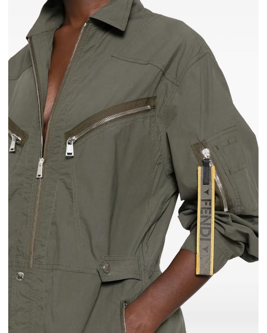 Fendi Green Parachute Canvas Jumpsuit