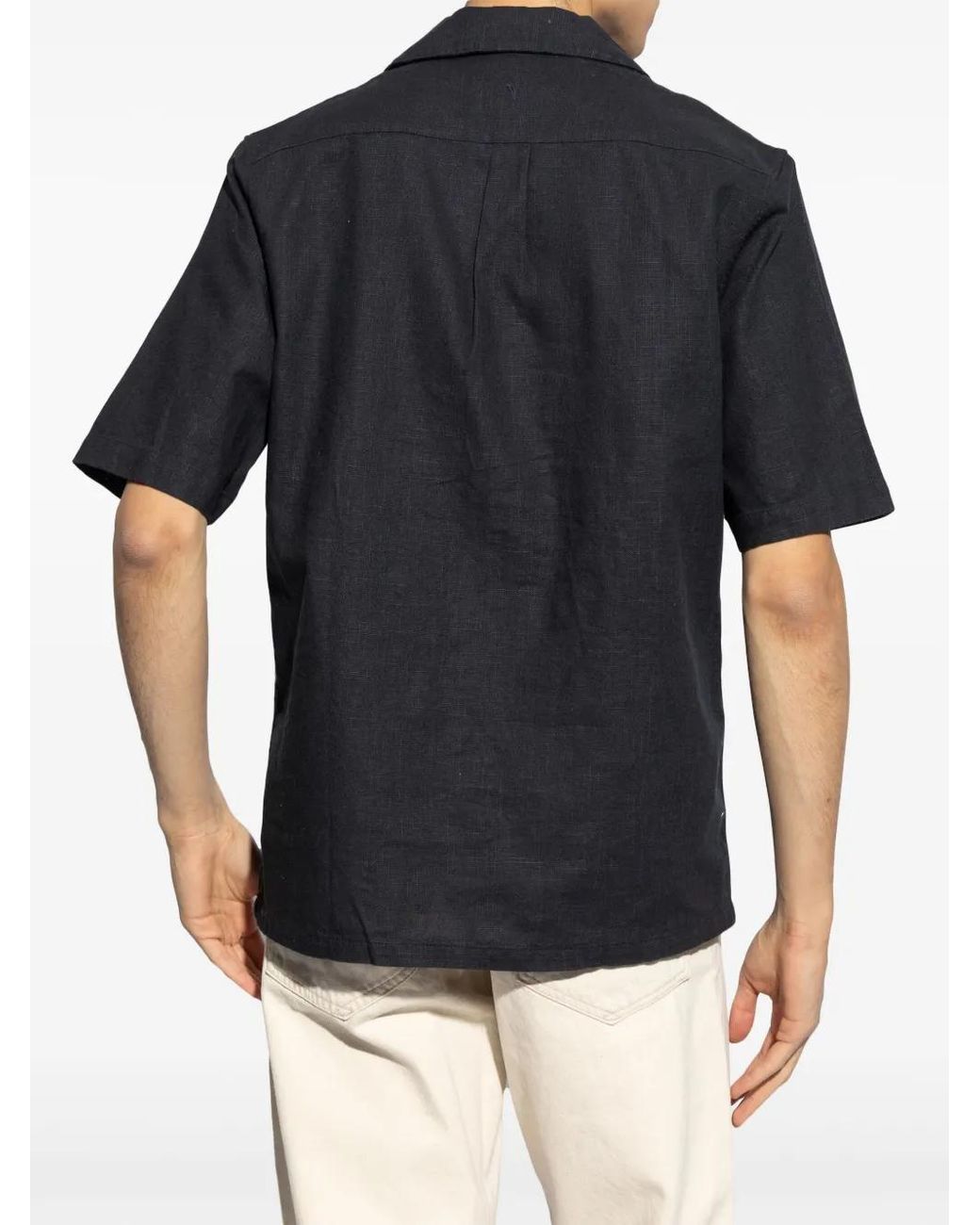 Samsøe & Samsøe Black Short-Sleeve Linen-Blend Shirt for men