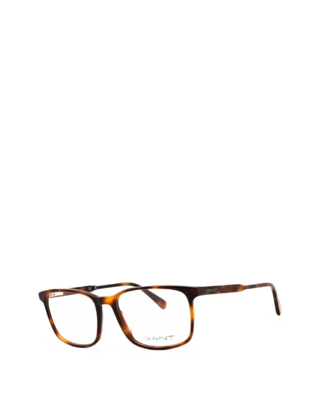 Gant Brown Tortoiseshell-Effect Rectangle-Frame Glasses for men