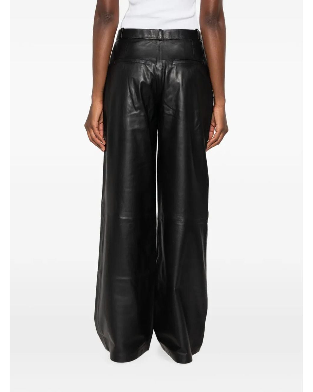 Arma Black Wide-Leg Leather Trousers