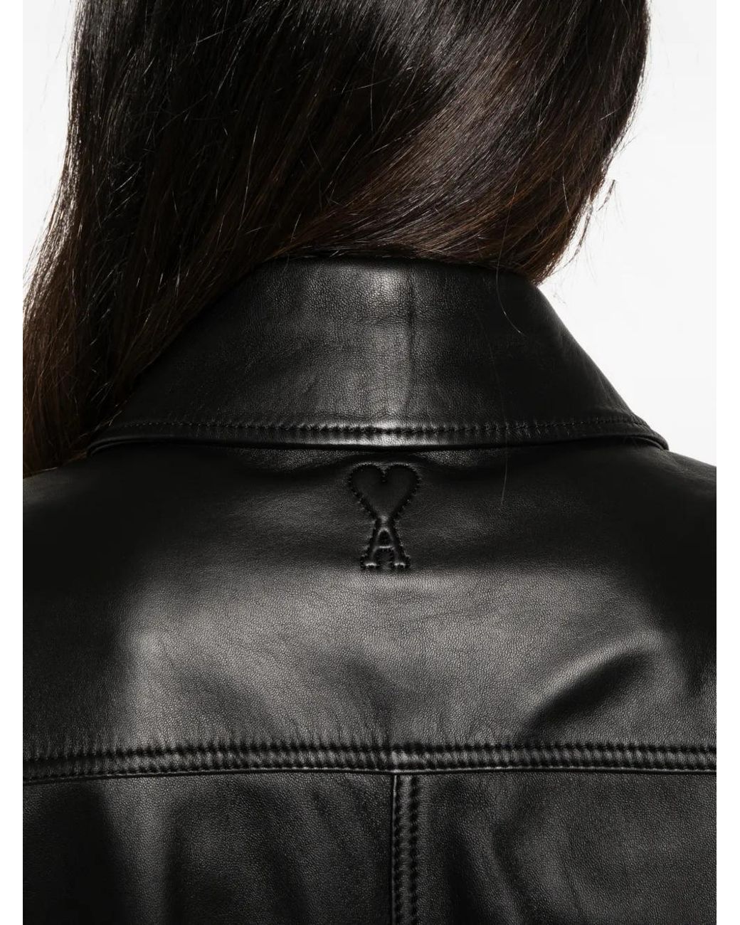 AMI Black Ami De Coeur Leather Jacket