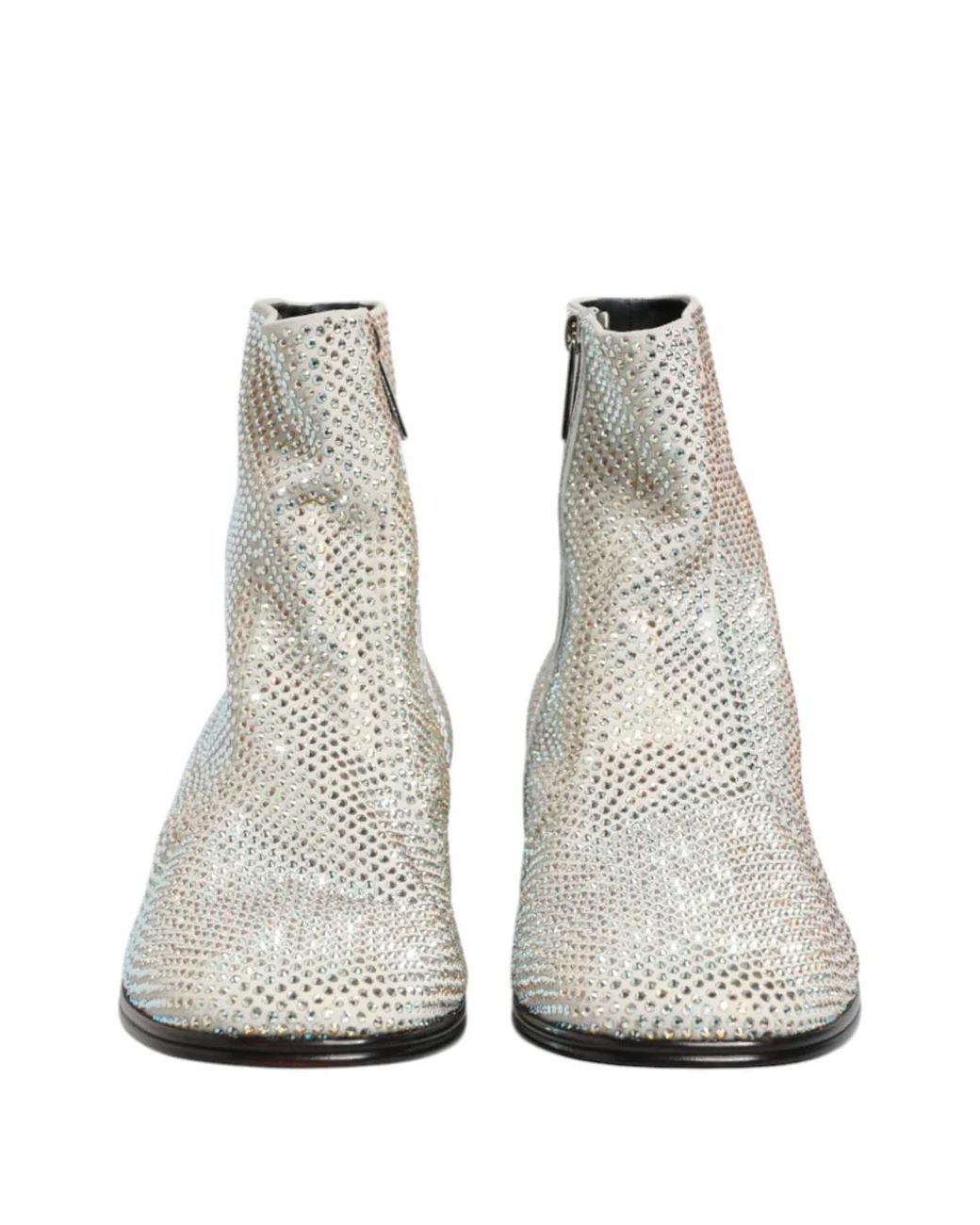Dolce & Gabbana White Rhinestone-Embellished Ankle Boots for men