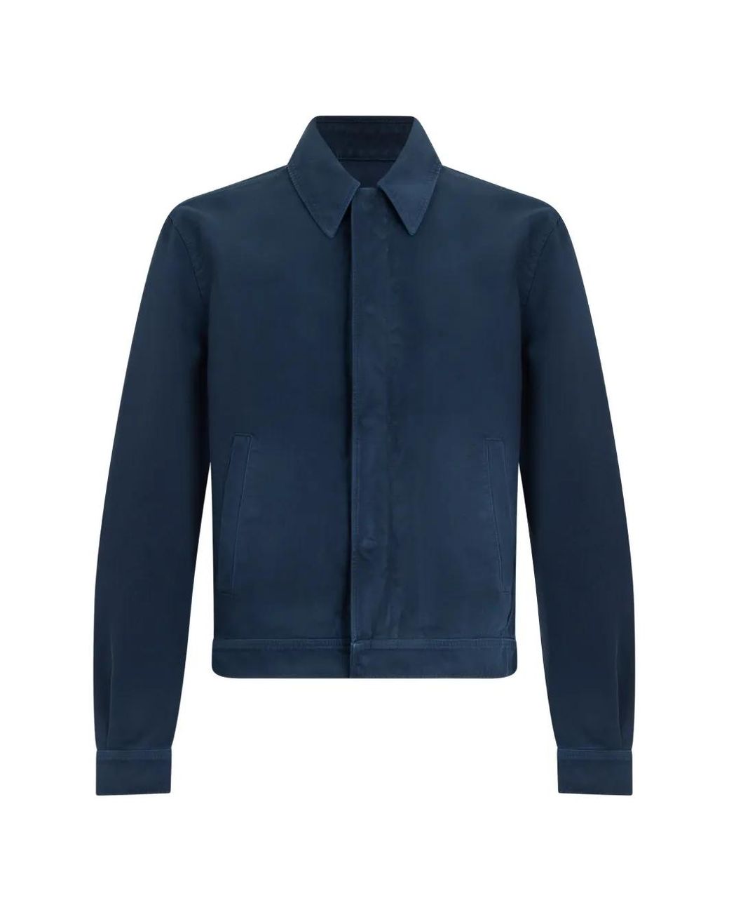 Fendi Blue Logo-Print Button-Up Jacket for men