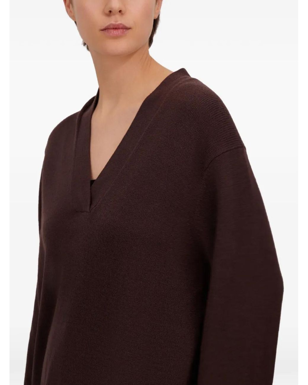 Herno Purple Stocking-Stitch V-Neck Sweater
