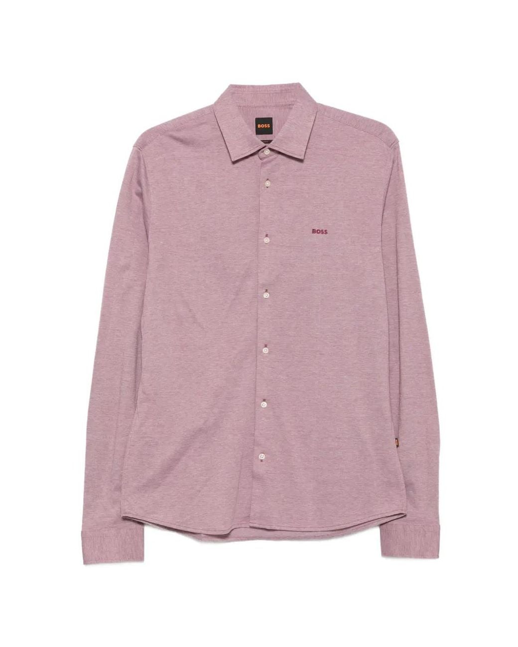 Boss Pink Logo-Embroidered Long-Sleeve Shirt for men