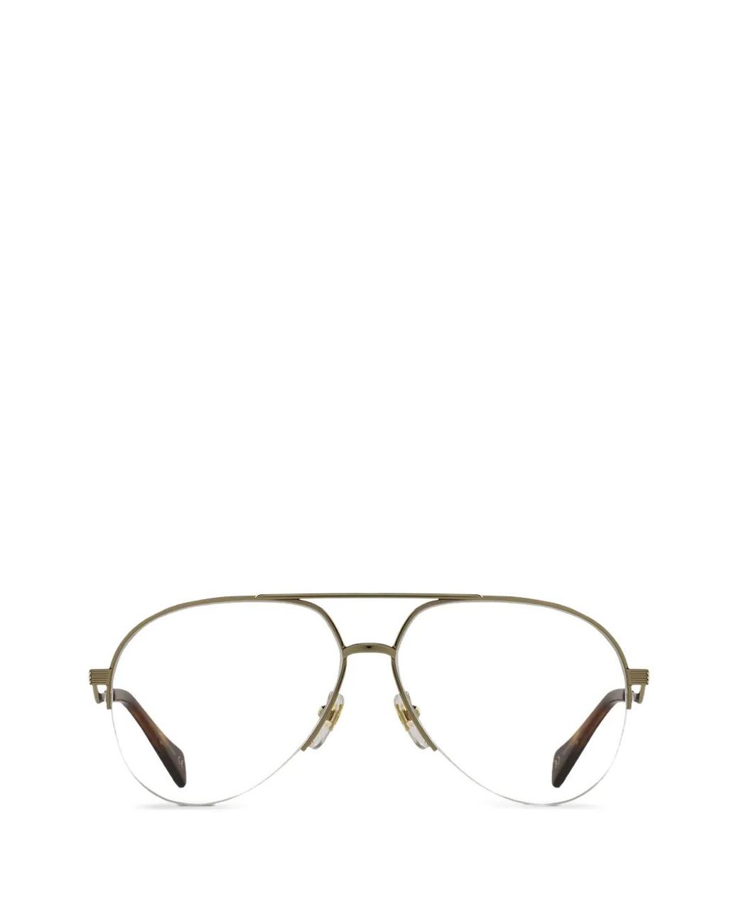 Gucci Metallic Semi-Rimless Pilot-Frame Glasses