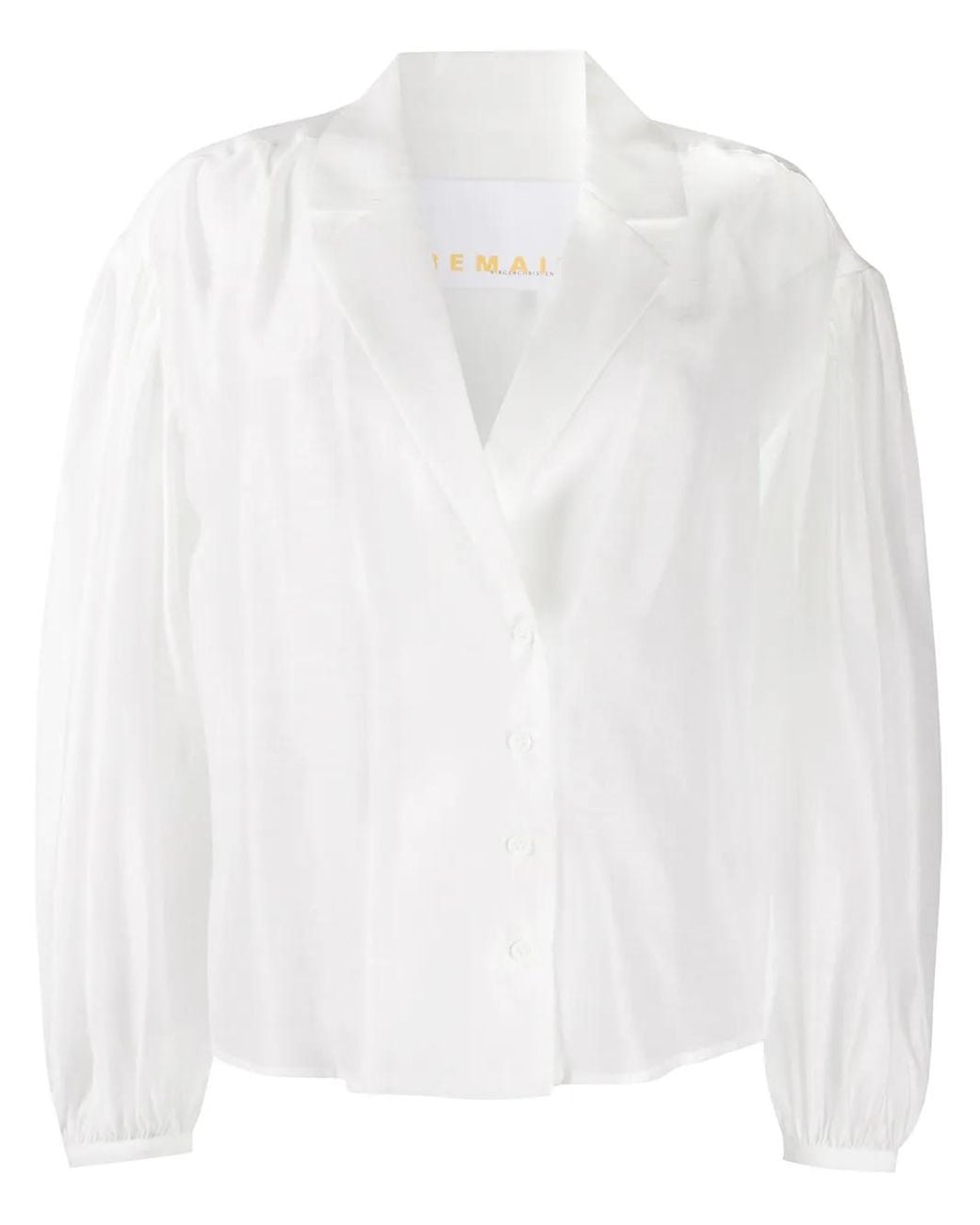 Remain White Balloon-Sleeved Double Breasted Blouse